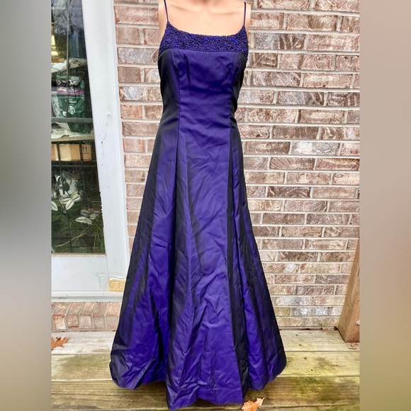 Purple Black Vintage 90s Goth Ballgown Prom Dress